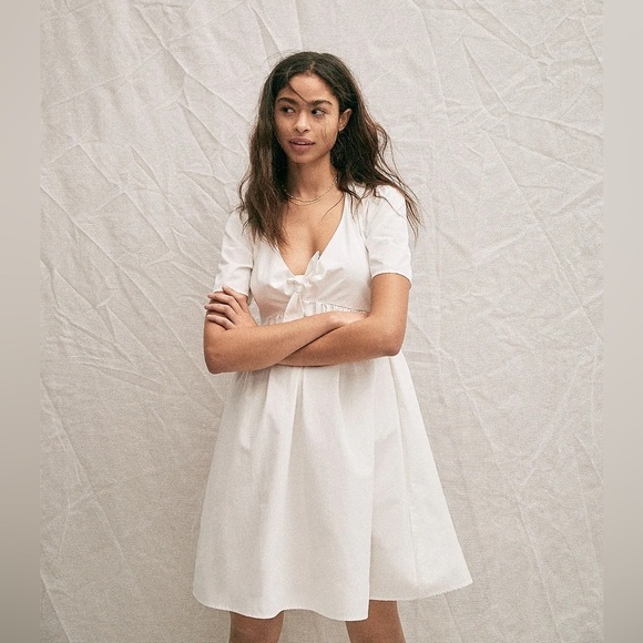 Madewell tie front white mini dress size 6 - Picture 1 of 8